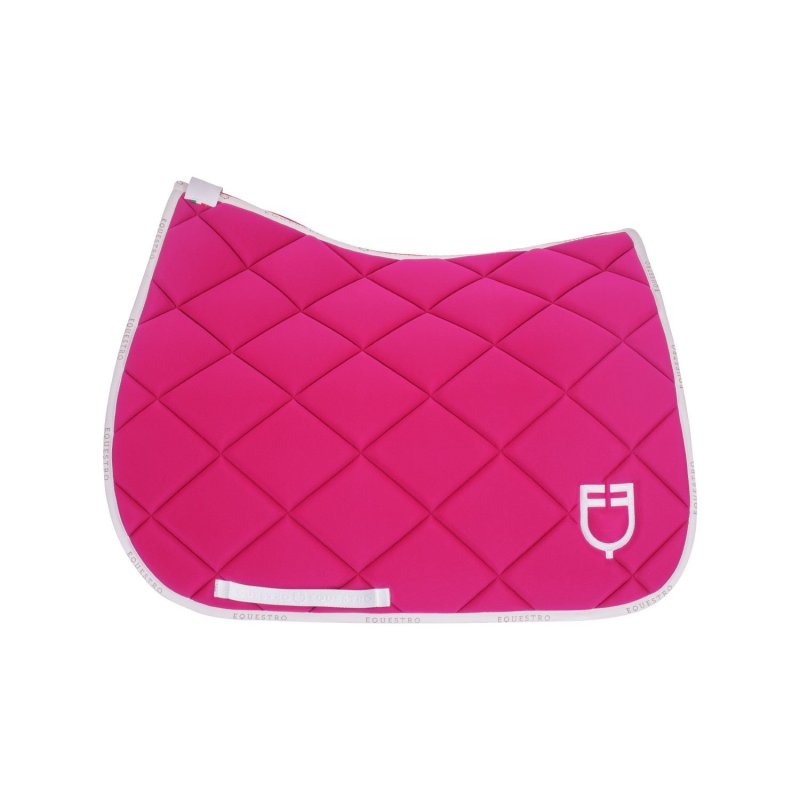 Equestro Sottosella da dressage in tessuto tecnico con logo - Fucsia/Bianco