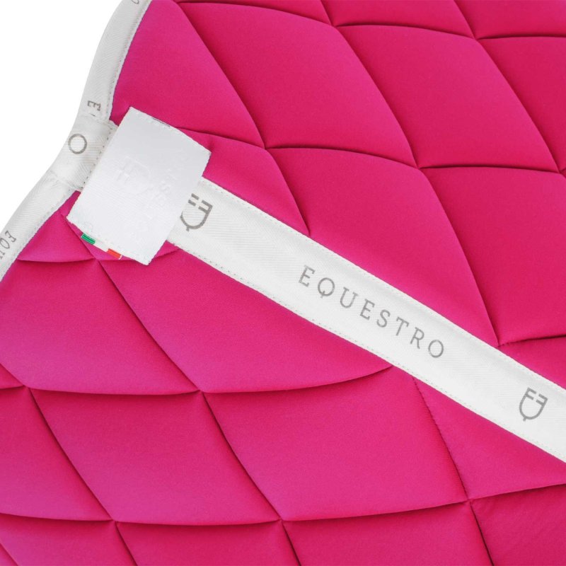 Equestro Sottosella da dressage in tessuto tecnico con logo - Fucsia/Bianco