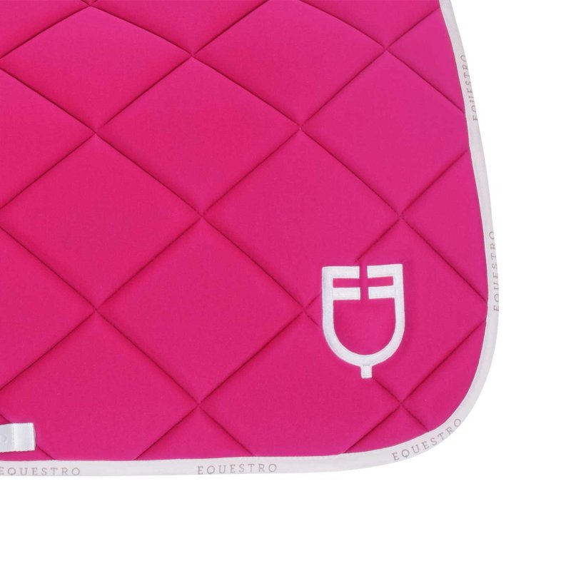 Equestro Sottosella da dressage in tessuto tecnico con logo - Fucsia/Bianco