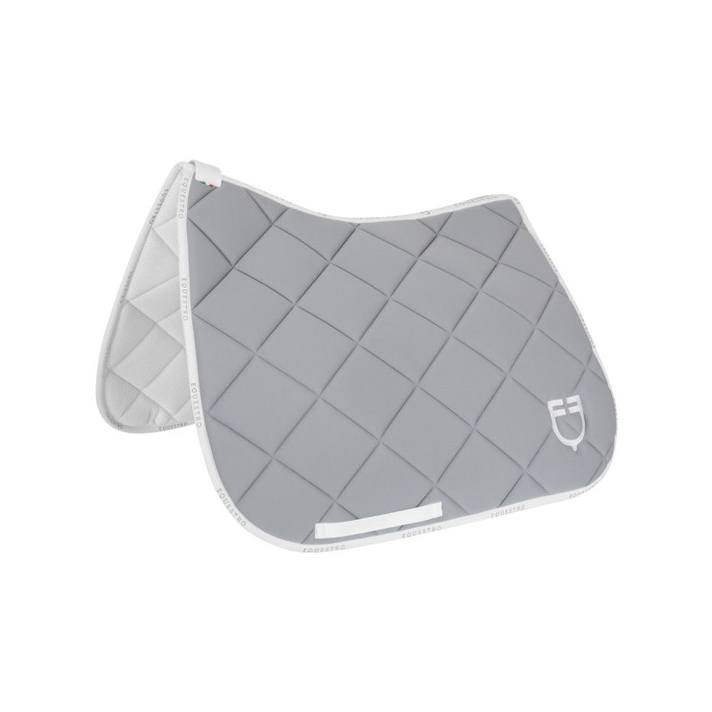 Equestro Sottosella da dressage in tessuto tecnico con logo - Grigio/Bianco