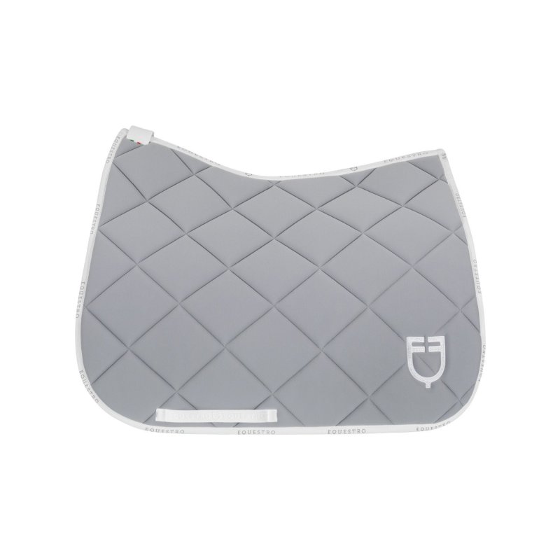 Equestro Sottosella da dressage in tessuto tecnico con logo - Grigio/Bianco