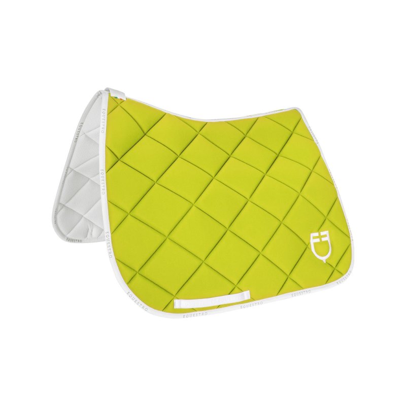 Equestro Sottosella da dressage in tessuto tecnico con logo - Lime/Bianco