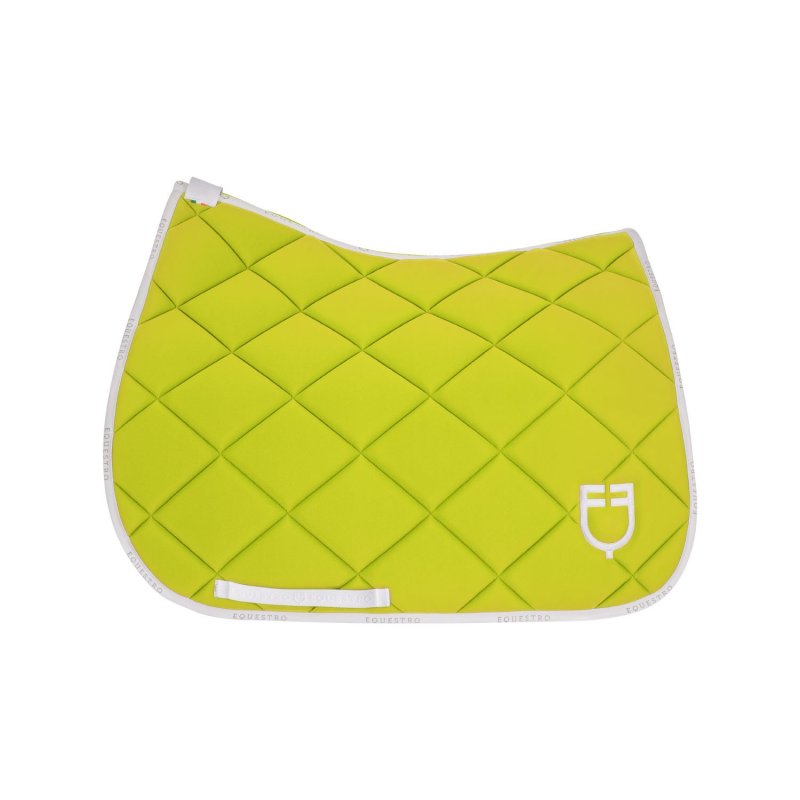 Equestro Sottosella da dressage in tessuto tecnico con logo - Lime/Bianco