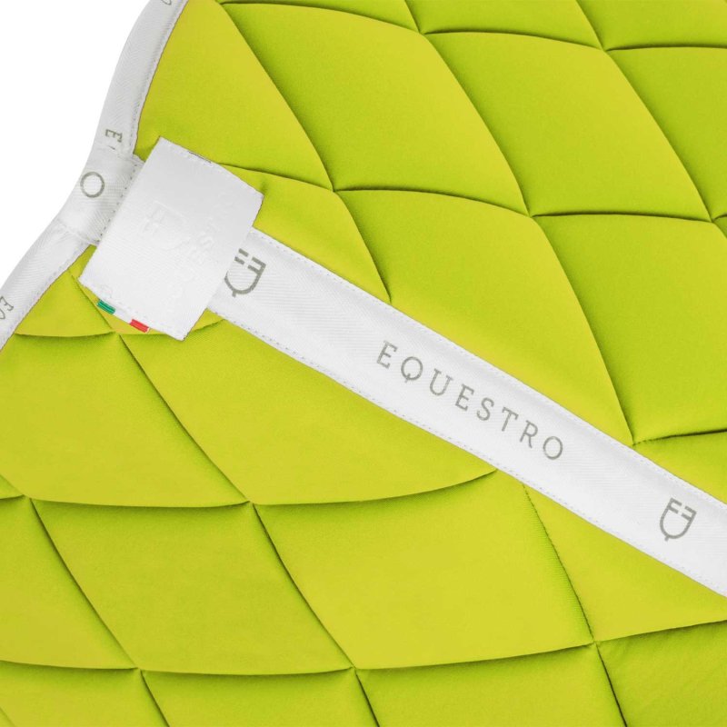 Equestro Sottosella da dressage in tessuto tecnico con logo - Lime/Bianco