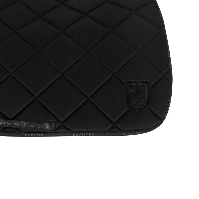 Equestro Sottosella da dressage in tessuto tecnico con logo - Nero
