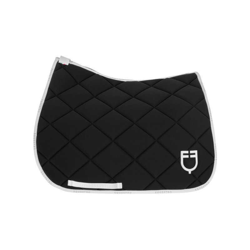Equestro Sottosella da dressage in tessuto tecnico con logo - Nero/Bianco