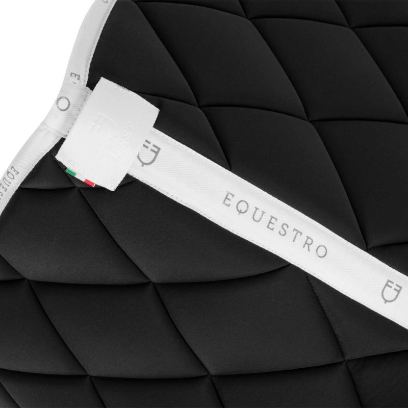 Equestro Sottosella da dressage in tessuto tecnico con logo - Nero/Bianco