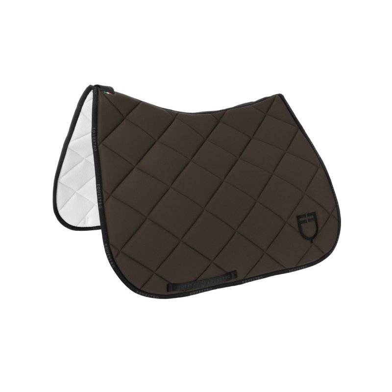 Equestro Sottosella da dressage in tessuto tecnico con logo - Verde militare/Nero