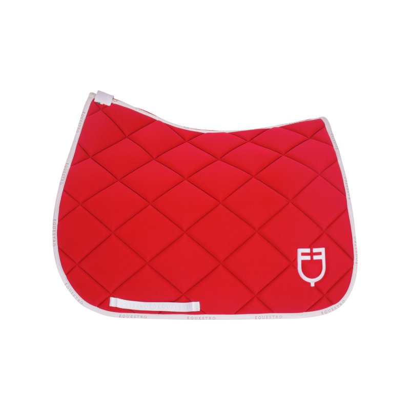 Equestro Sottosella da dressage in tessuto tecnico con logo - Poppy Red/Bianco
