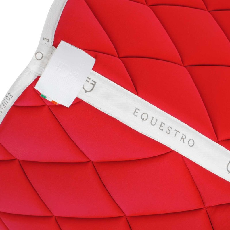 Equestro Sottosella da dressage in tessuto tecnico con logo - Poppy Red/Bianco