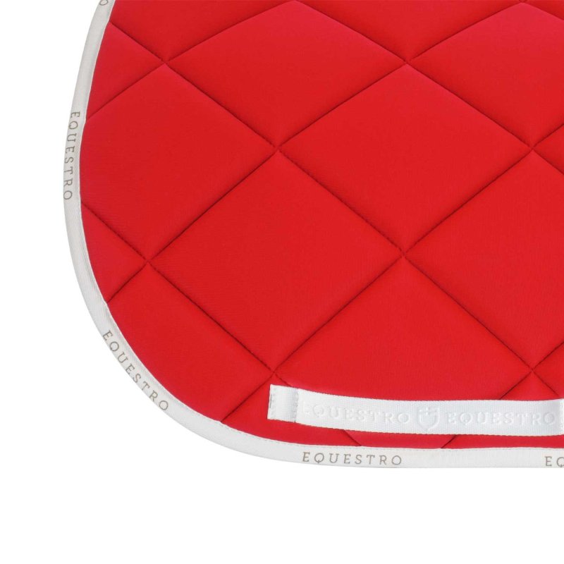 Equestro Sottosella da dressage in tessuto tecnico con logo - Poppy Red/Bianco