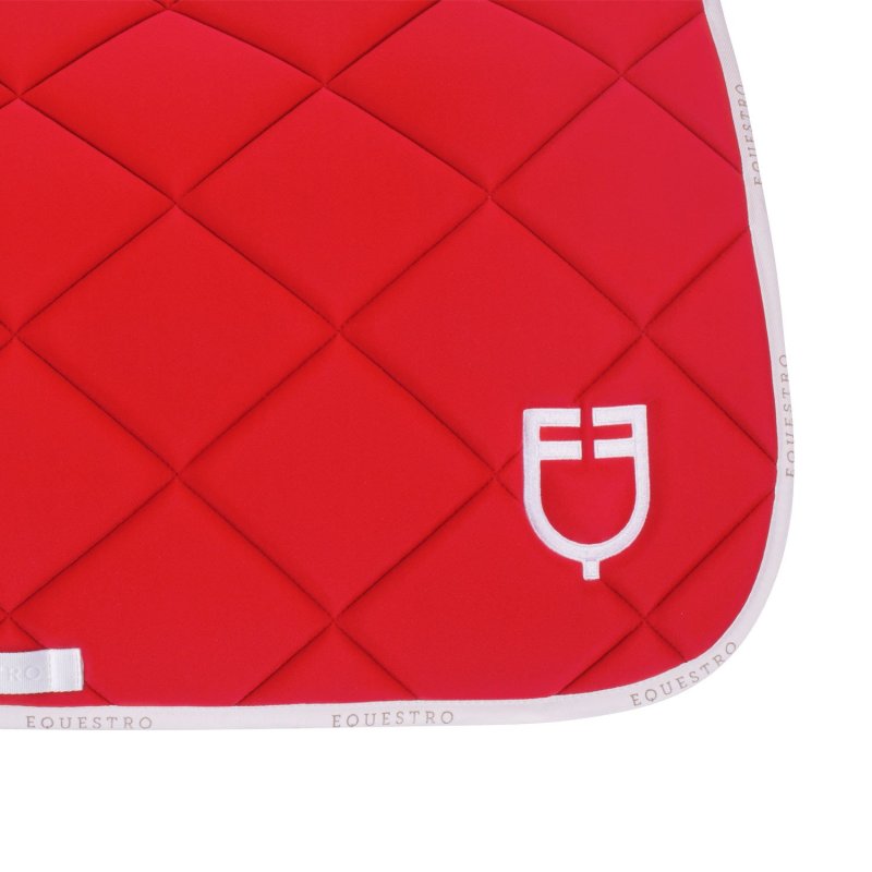 Equestro Sottosella da dressage in tessuto tecnico con logo - Poppy Red/Bianco