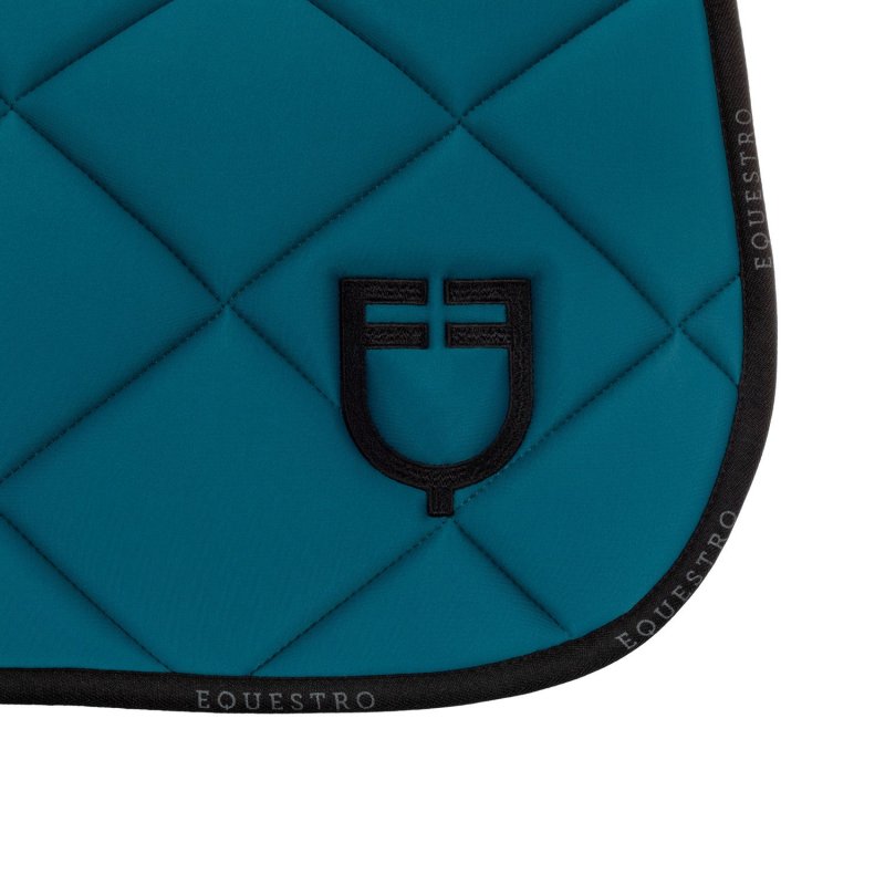 Equestro Sottosella da dressage in tessuto tecnico con logo - Petrolio/Nero