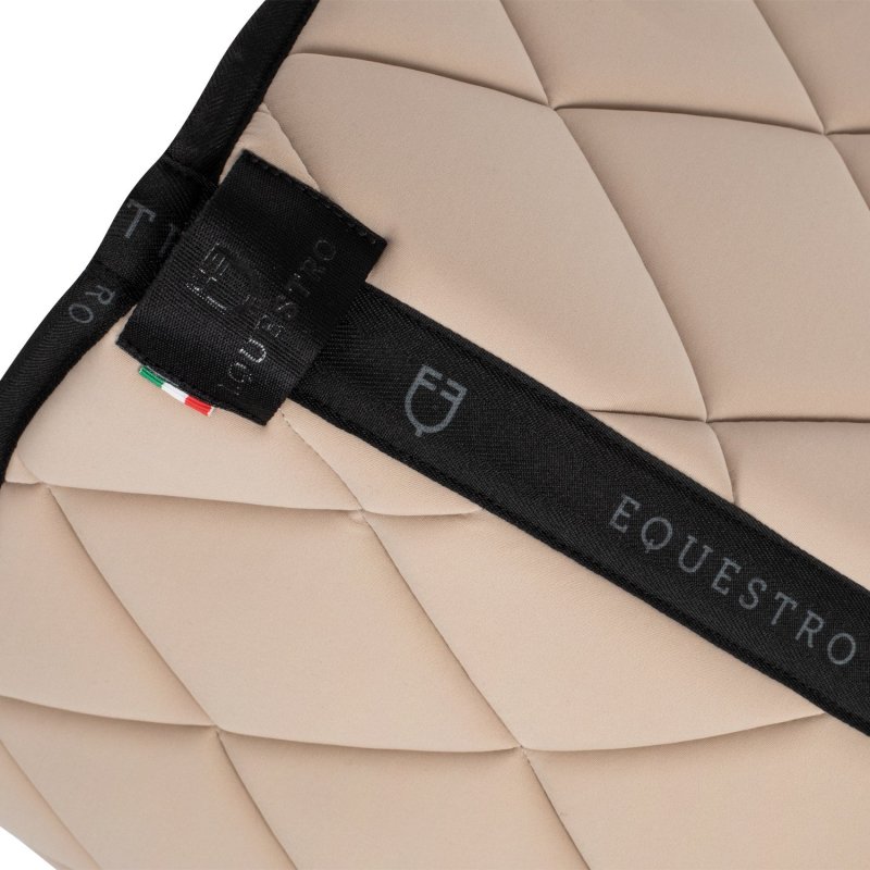 Equestro Sottosella da dressage in tessuto tecnico con logo - Sabbia/Nero