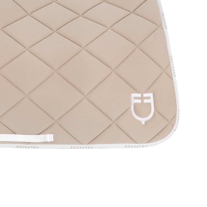Equestro Sottosella da dressage in tessuto tecnico con logo - Sabbia/Bianco