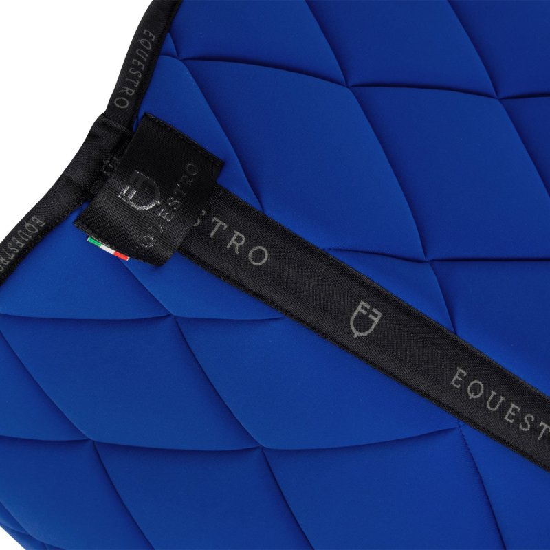 Equestro Sottosella da dressage in tessuto tecnico con logo - Sea/Nero