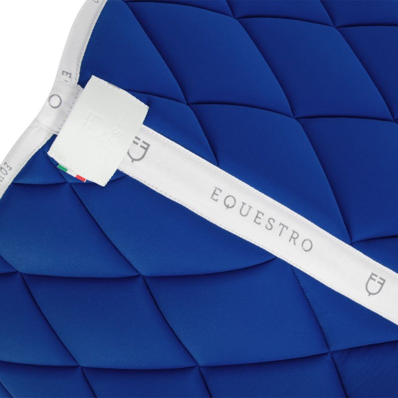 Equestro Sottosella da dressage in tessuto tecnico con logo - Sea/Bianco