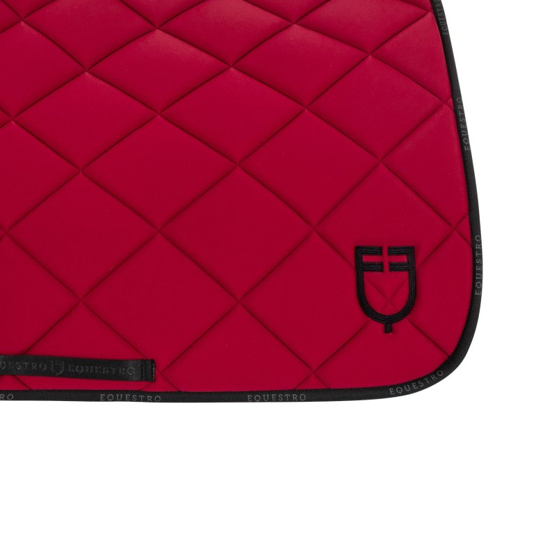 Equestro Sottosella da dressage in tessuto tecnico con logo - Vinaccia/Nero