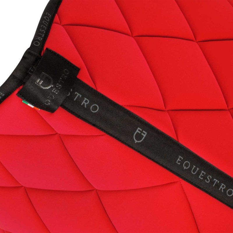 Equestro Sottosella da dressage in tessuto tecnico con logo - Poppy Red/Nero