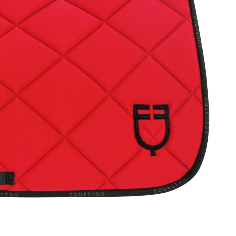 Equestro Sottosella da dressage in tessuto tecnico con logo - Poppy Red/Nero