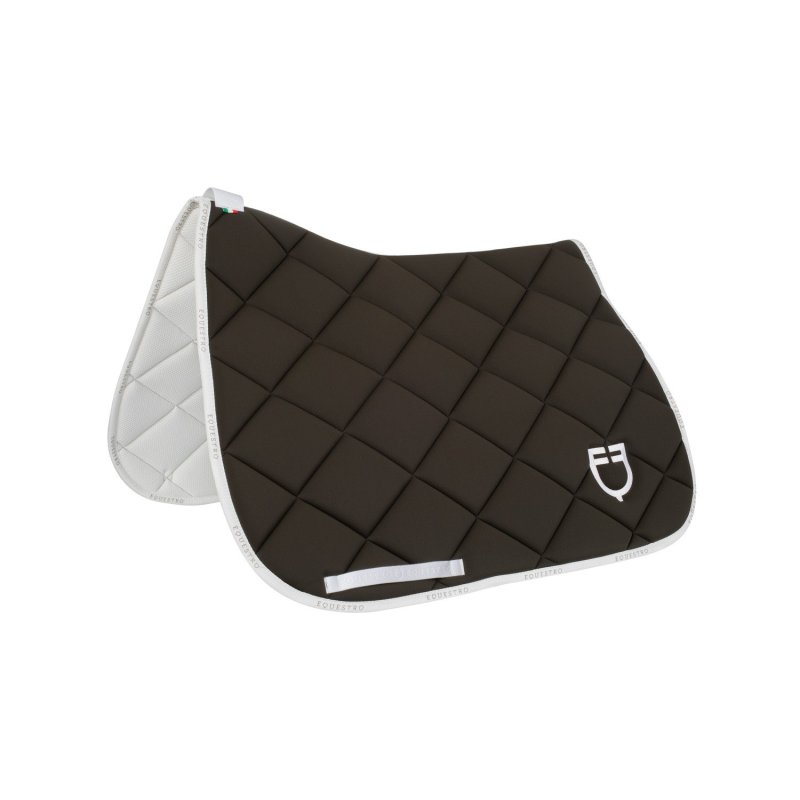 Equestro Sottosella da dressage in tessuto tecnico con logo - Verde militare/Bianco