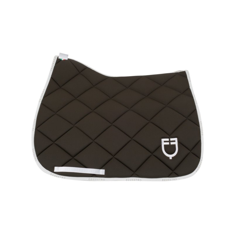 Equestro Sottosella da dressage in tessuto tecnico con logo - Verde militare/Bianco