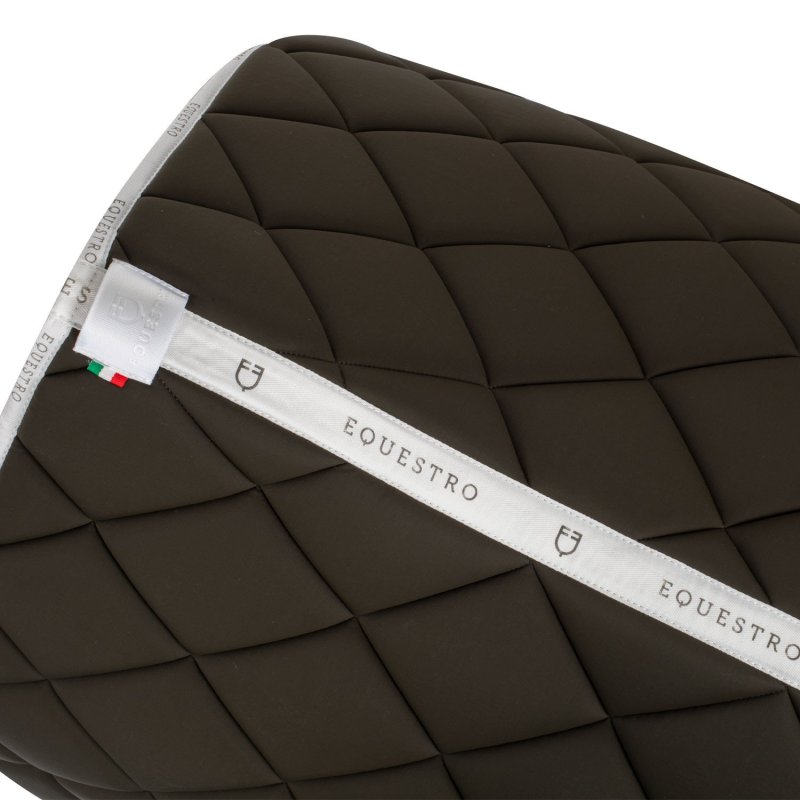 Equestro Sottosella da dressage in tessuto tecnico con logo - Verde militare/Bianco