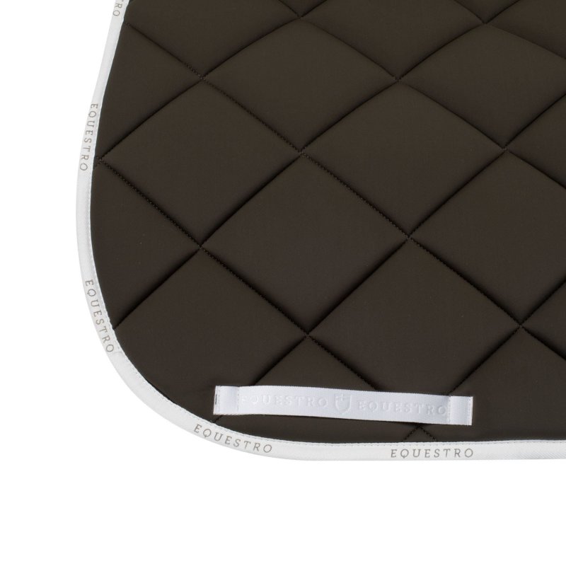 Equestro Sottosella da dressage in tessuto tecnico con logo - Verde militare/Bianco