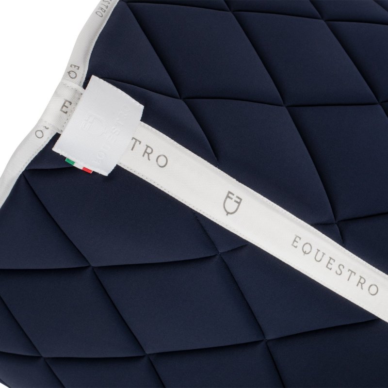 Equestro Sottosella da dressage in tessuto tecnico con logo - Blu navy/Bianco