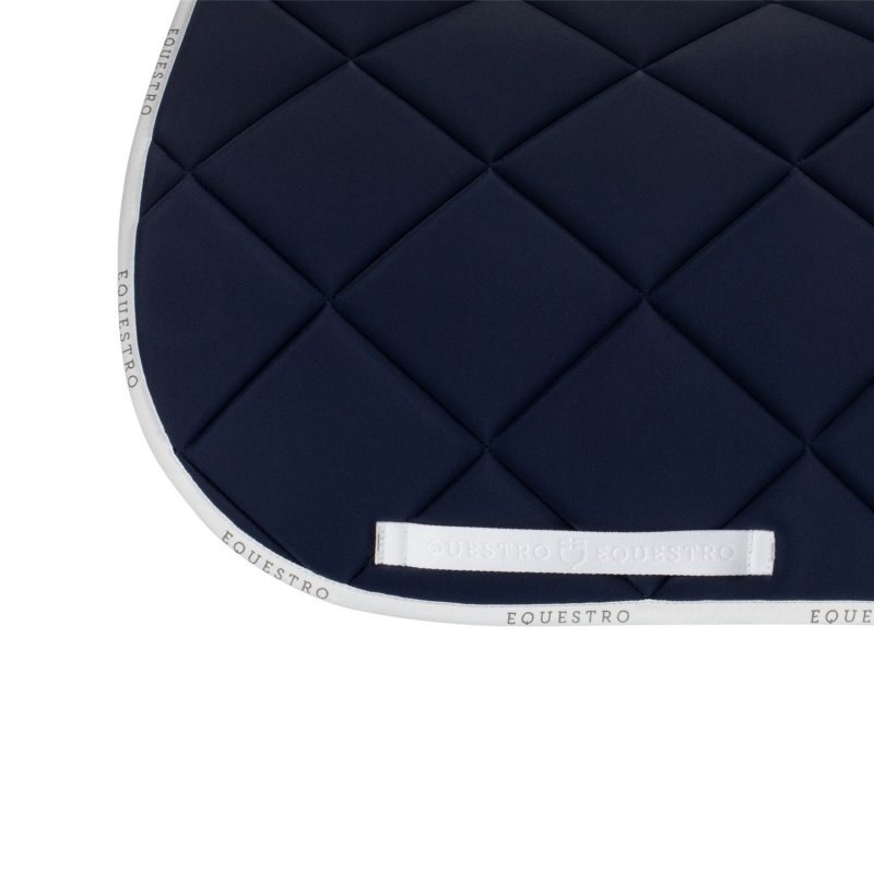 Equestro Sottosella da dressage in tessuto tecnico con logo - Blu navy/Bianco