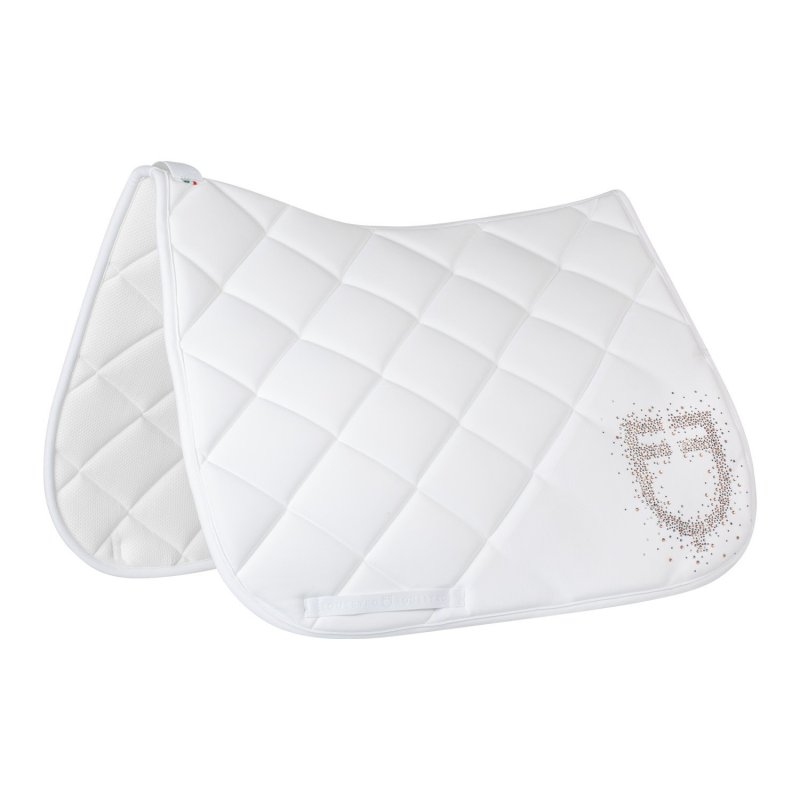 Equestro Sottosella dressage con logo strass ETH09054 - Bianco