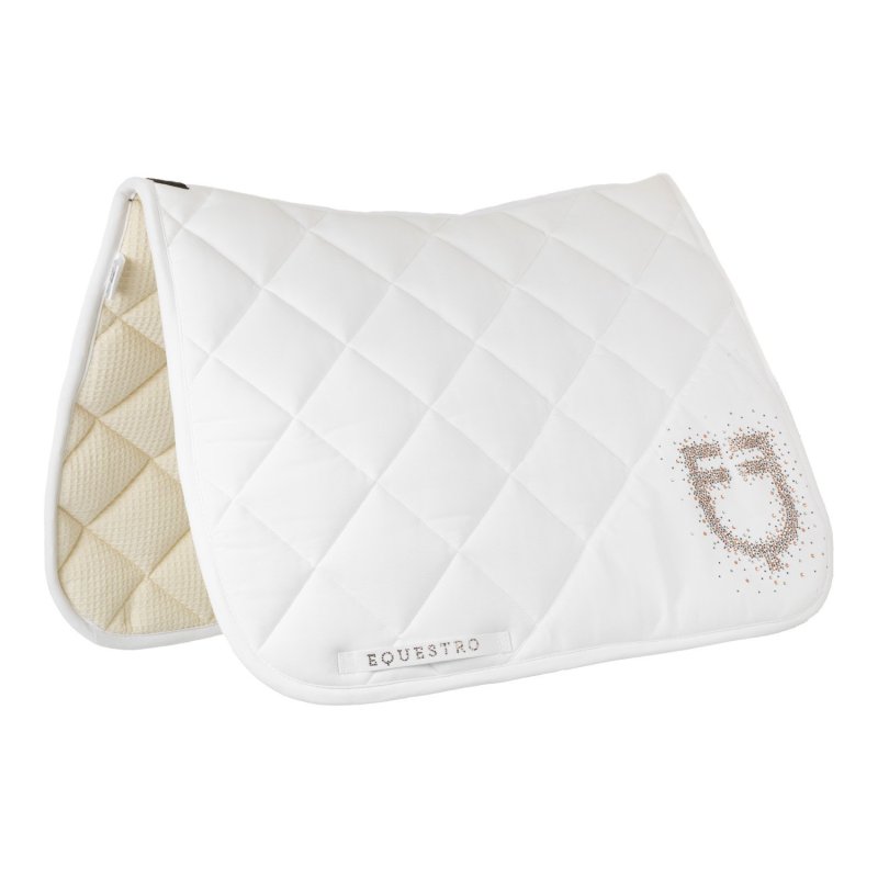 Equestro Sottosella dressage con logo strass ETH09056 - Bianco
