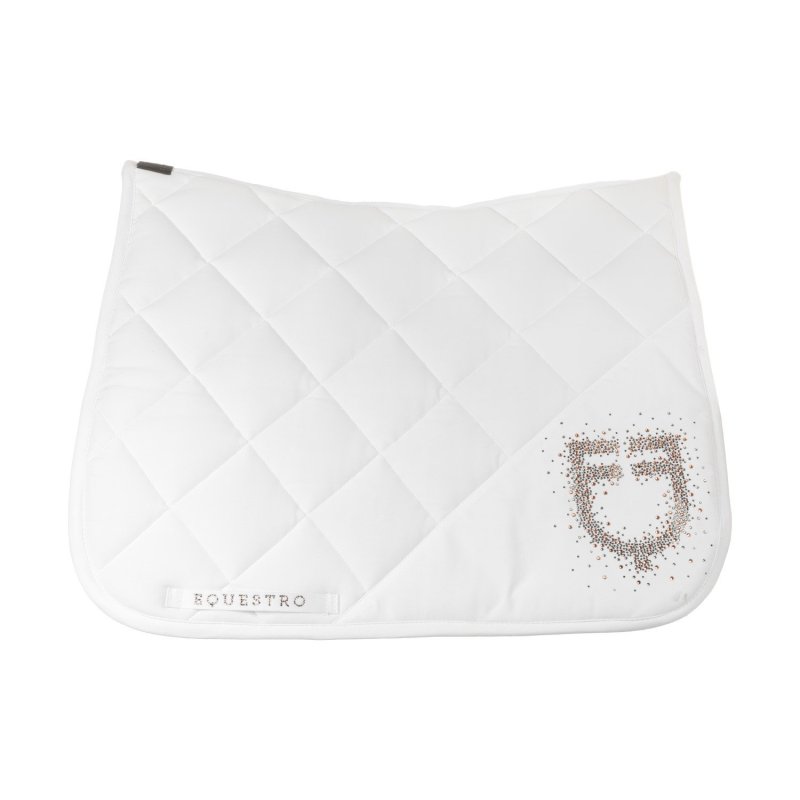 Equestro Sottosella dressage con logo strass ETH09056 - Bianco