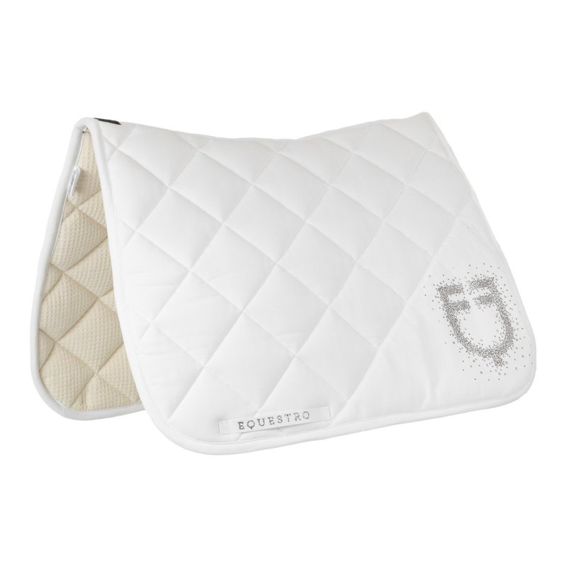 Equestro Sottosella dressage con logo strass ETH09056 - Bianco