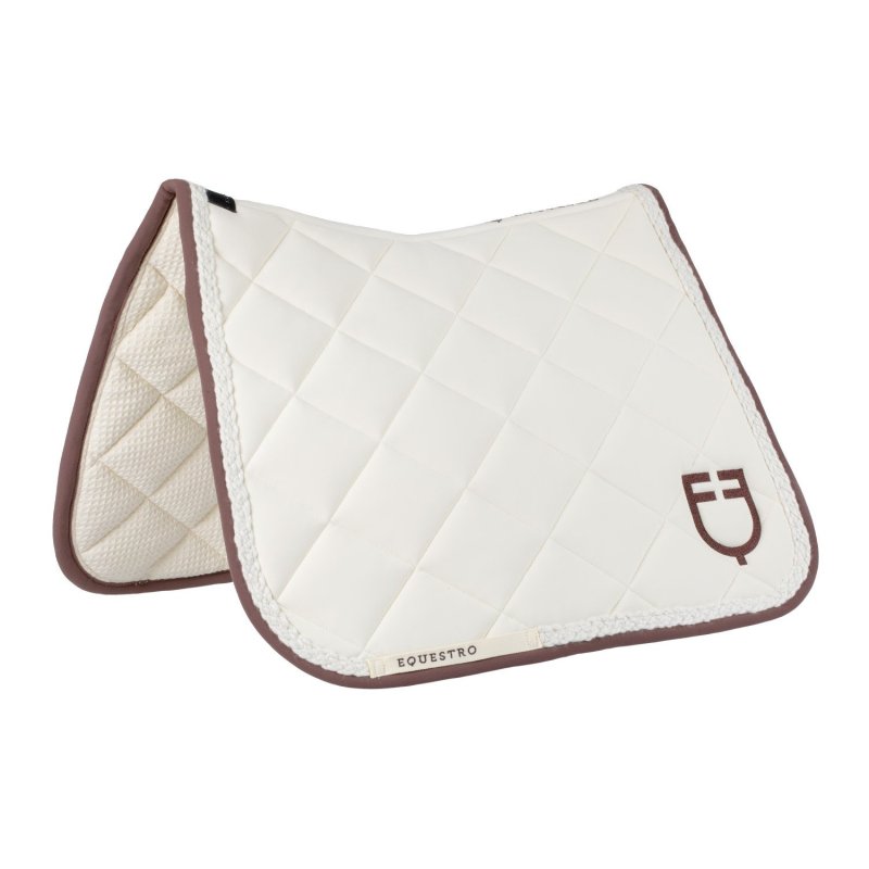Equestro Sottosella dressage con cordoncino intrecciato - Bianco antico/Marrone