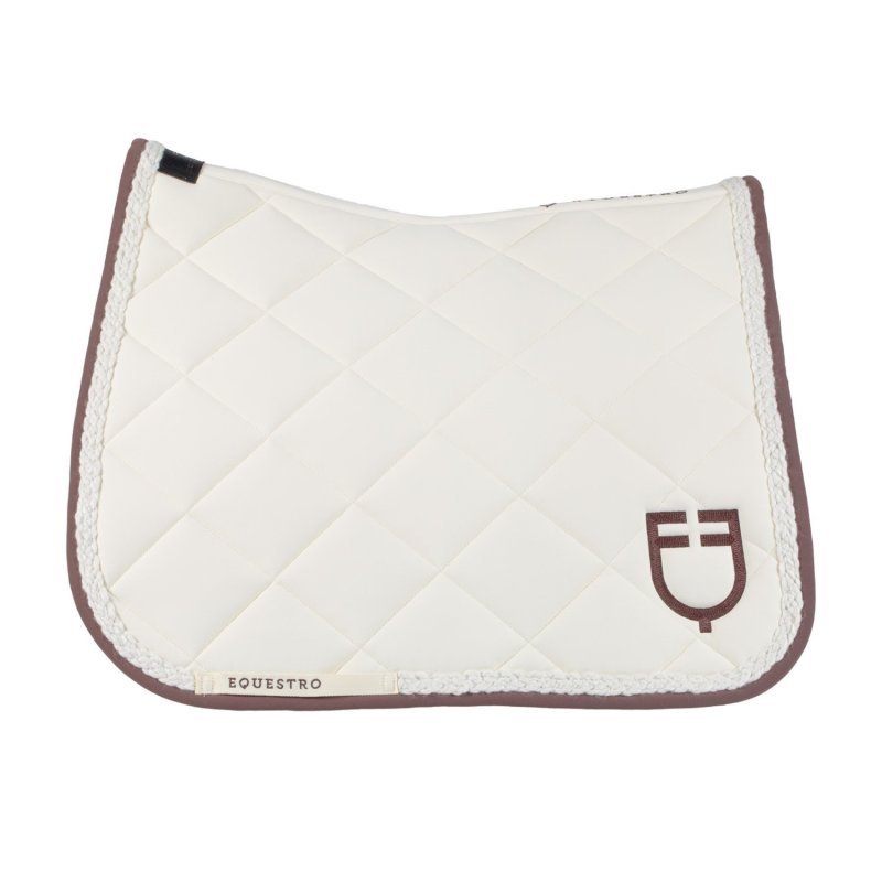 Equestro Sottosella dressage con cordoncino intrecciato - Bianco antico/Marrone