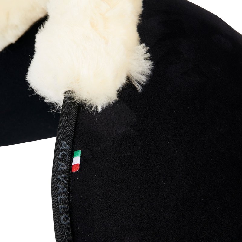 Acavallo Compensatore Memory Foam camoscio e montone sagomato - Nero - colore montone Sheepskin  Natural
