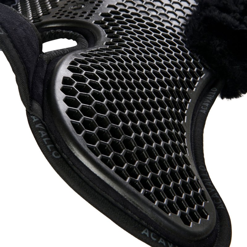 Acavallo Compensatore Memory Foam Hexagonal montone rialzo anteriore - Nero - colore montone Sheepskin  Black