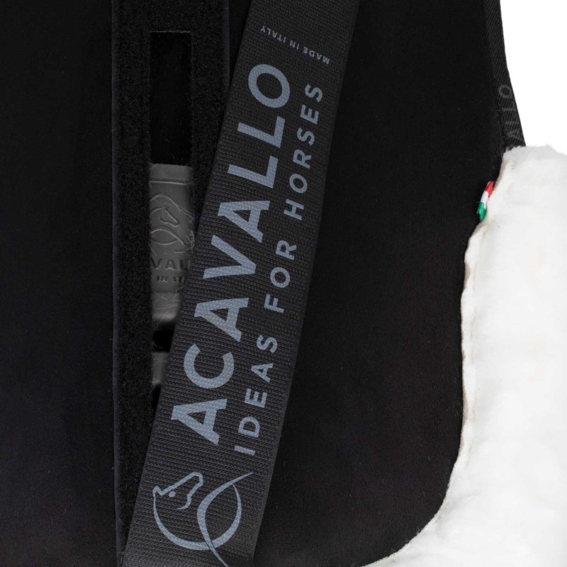 Acavallo Compensatore Piuma Pocket montone sintetico rialzo anteriore - Nero - colore lana sintetica Eco-Wool  White