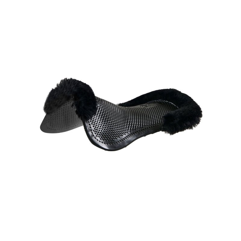 Acavallo Compensatore pony gel Classic con mezzo bordo montone - Nero - colore montone Sheepskin  Black