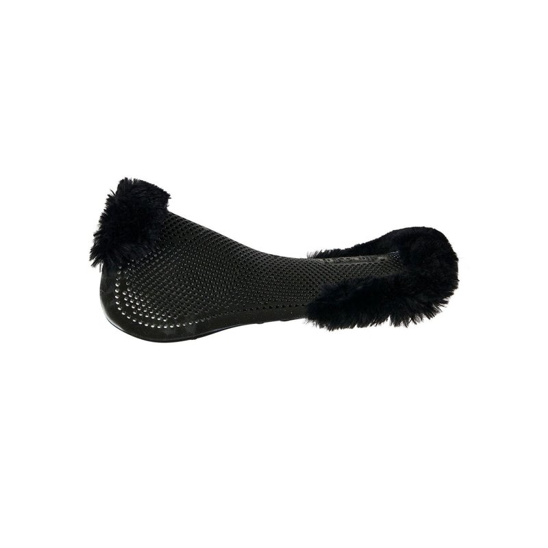 Acavallo Compensatore pony gel Classic con mezzo bordo montone - Nero - colore montone Sheepskin  Black