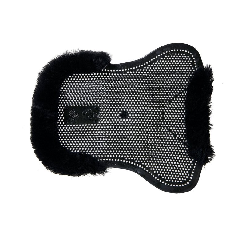Acavallo Compensatore pony gel Classic con mezzo bordo montone - Nero - colore montone Sheepskin  Black