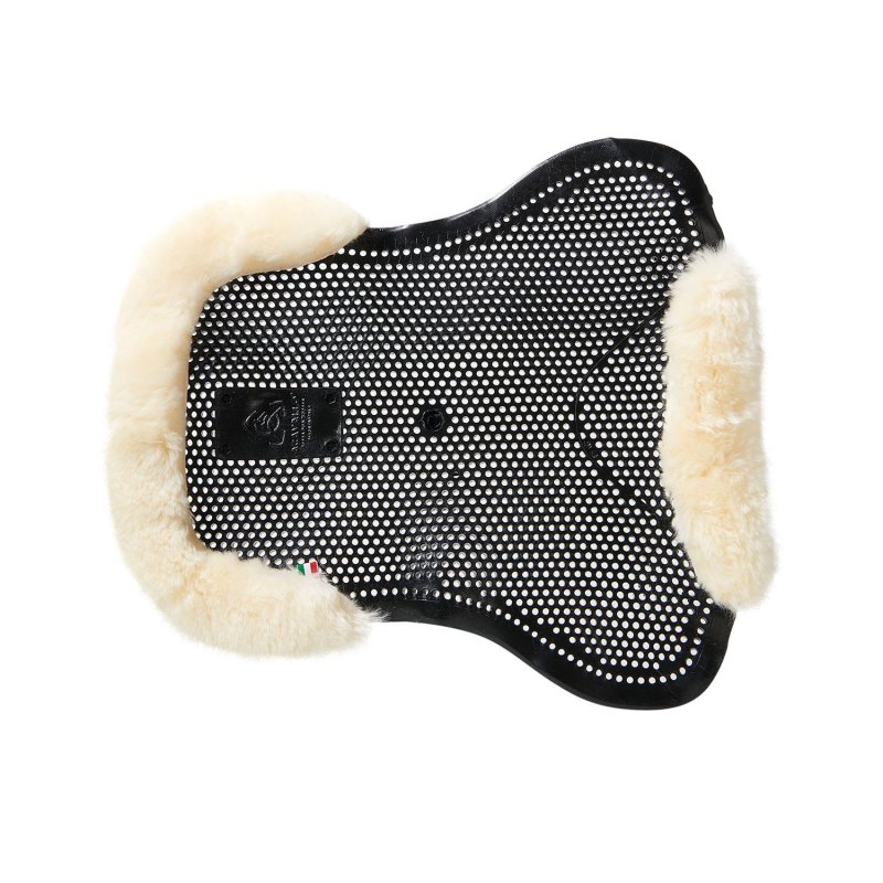 Acavallo Compensatore pony gel Classic con mezzo bordo montone - Nero - colore montone Sheepskin  Natural