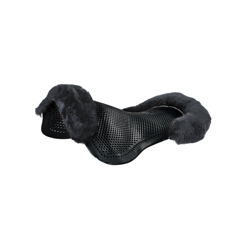 Acavallo Compensatore pony gel Classic con mezzo bordo montone - Nero - colore montone Sheepskin  Grey