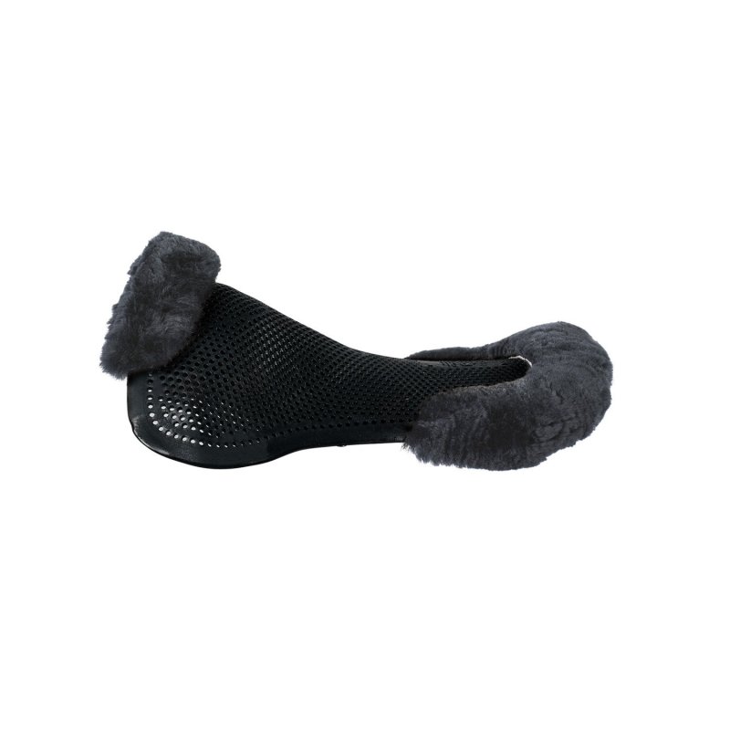 Acavallo Compensatore pony gel Classic con mezzo bordo montone - Nero - colore montone Sheepskin  Grey