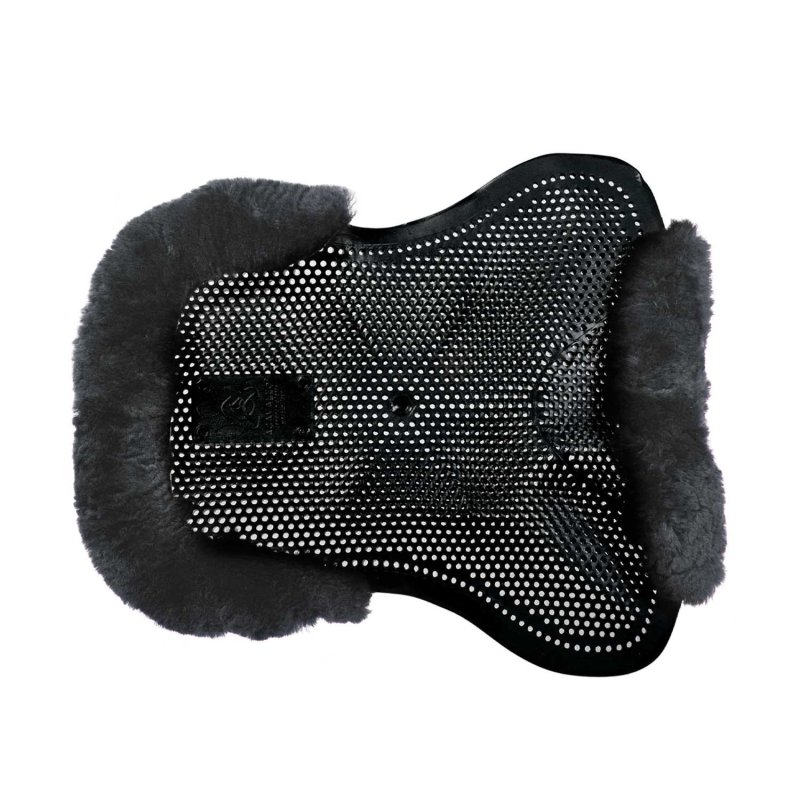 Acavallo Compensatore pony gel Classic con mezzo bordo montone - Nero - colore montone Sheepskin  Grey