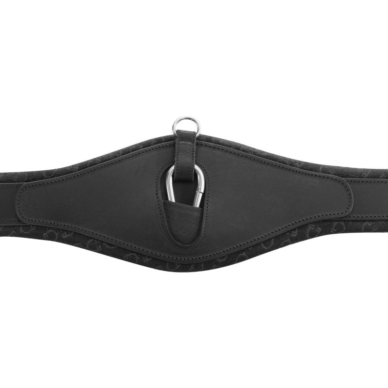 Equestro Sottopancia da salto cuoio sagomato - Nero