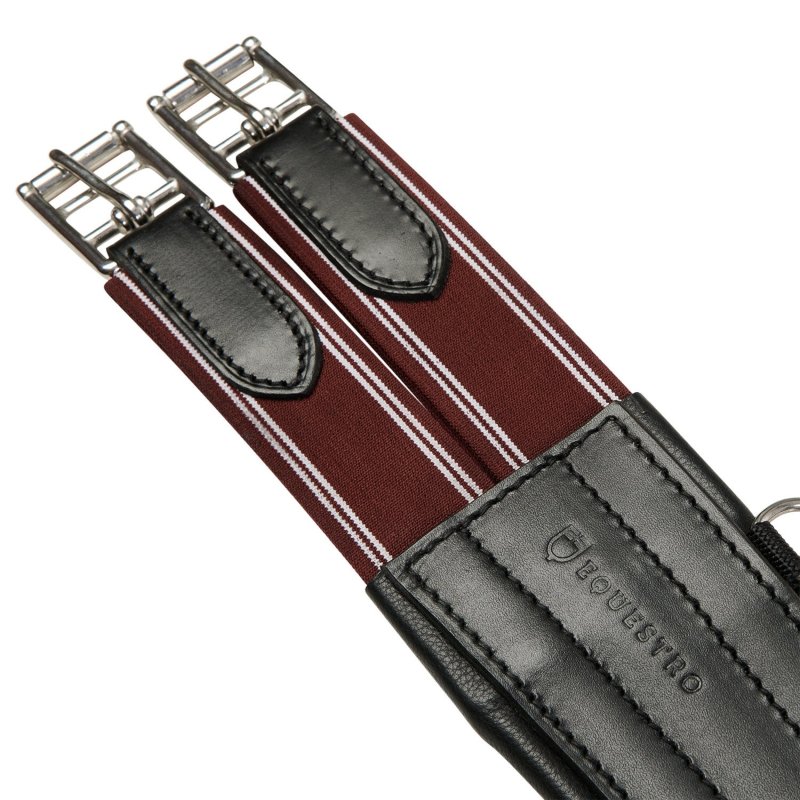 Equestro Sottopancia da salto in cuoio con fasce elastiche - Nero