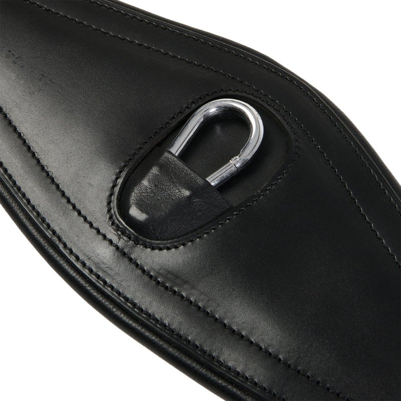 Equestro Sottopancia da salto in cuoio con fasce elastiche - Nero
