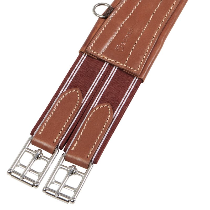 Equestro Sottopancia da salto in cuoio con fasce elastiche - Cognac
